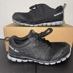 REEBOK Black Sublite Cushion Alloy Toe Work Shoe Men 6.5 Women 8.5